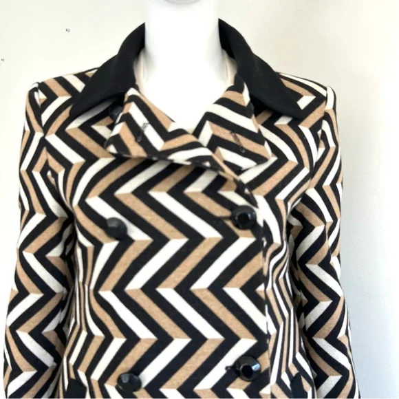 RED VALENTINO Wool Blend Multicolor Mid Length Double Breasted Pea Coat Sz 42 - Picture 2 of 16